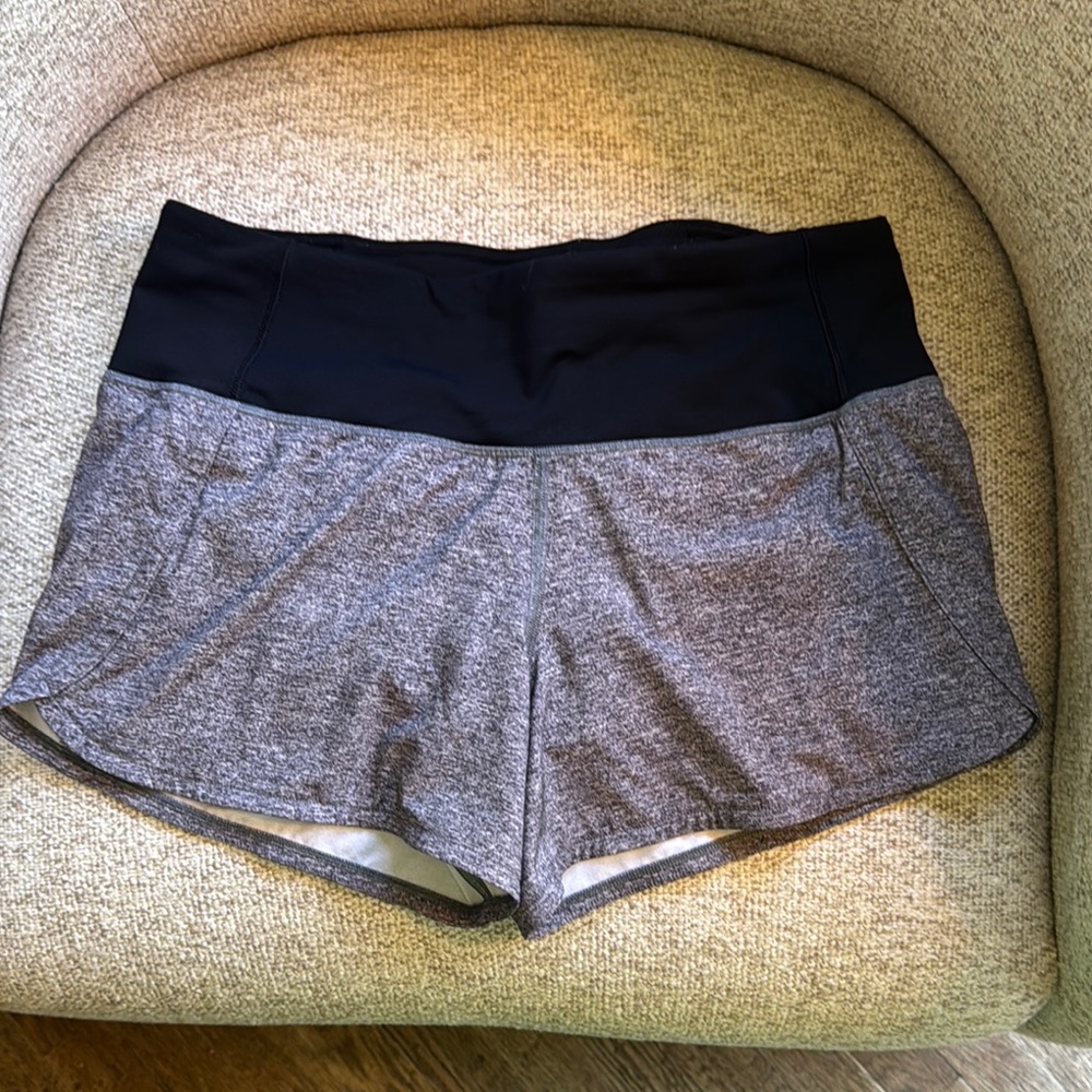Lululemon Athletica Black and Gray speed up mid rise lined shorts